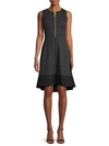 Dkny Textured High-low A-line Dress In Black