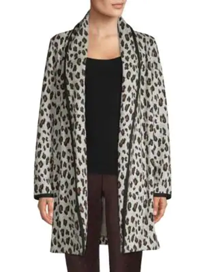 Calvin Klein Leopard-print Open-front Cardigan In Brown Leopard