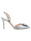 Sjp By Sarah Jessica Parker Women's Edith Embellished Satin Slingback Pumps In Silver