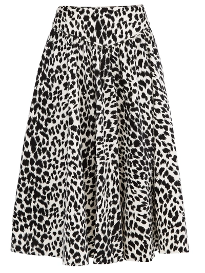 Batsheva Leopard-print Velvet Midi Skirt In Black+and+white+leopard