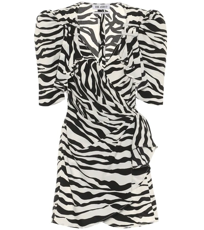 Attico Pat Zebra-print Wrap Minidress In Multicolor