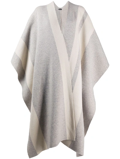 Joseph Striped Wool-blend Poncho In Gray