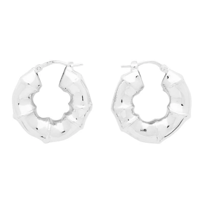 Bottega Veneta Bamboo-effect Small Sterling-silver Hoop Earrings In 8117 Argent