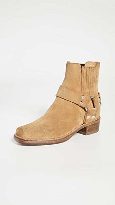 Re/done Short Cavalry Suede Harness Boots In Tan