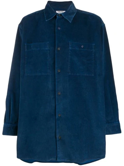 Acne Studios 'sabino' Chest Pocket Corduroy Shirt In Blue