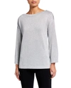 Calvin Klein Metallic Button-shoulder Sweater In Silver