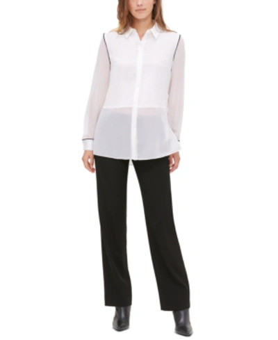 Calvin Klein Mixed-media Shirt In Soft White