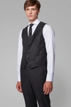 Hugo Boss - Tailored Slim Fit Waistcoat In Virgin Wool - Open Grey