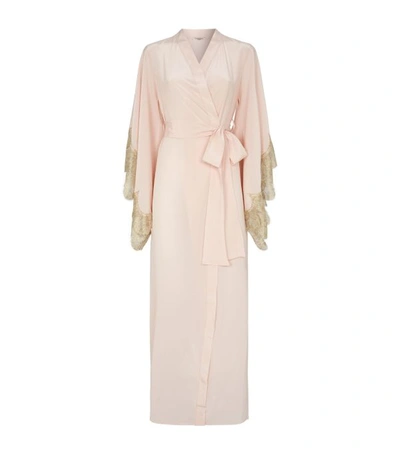 Gilda & Pearl Silk Lace-trim Kimono Robe
