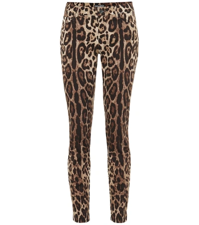 Dolce & Gabbana Cropped Leopard-print Skinny Jeans In Multicoloured