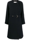 Chloé Longline Belted Coat In Blue