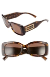 Versace Rectangle Acetate Sunglasses W/ Oversized Logo Temples In Havana/ Brown Solid
