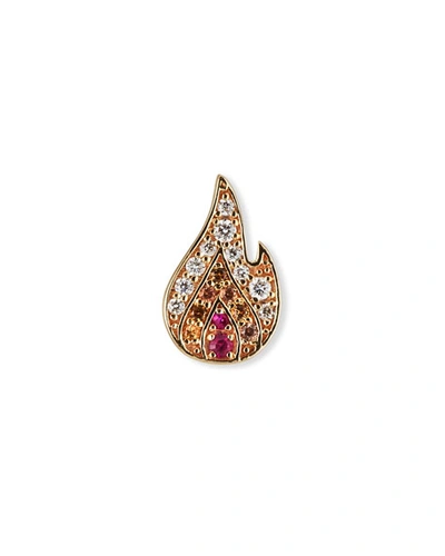 Sydney Evan 14k Small Pave Flame Stud Earring, Single, Left In Gold