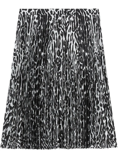 Burberry Rersby Leopard Print Pleated Skirt In Black Ip Pattern