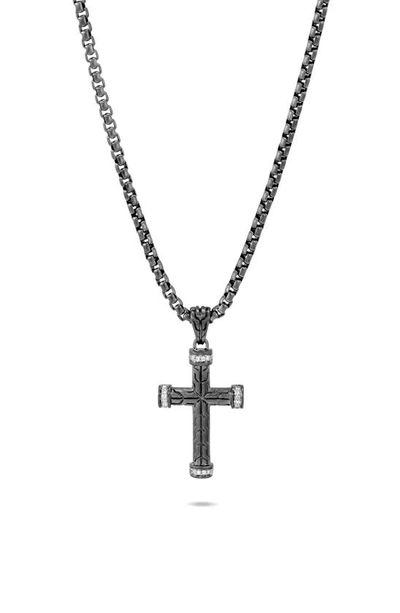 John Hardy Classic Chain Cross Diamond Pendant Necklace In Diamond/ Silver