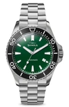 Shinola Men's The Lake Ontario Monster Automatic 43mm Watch In Green/silver