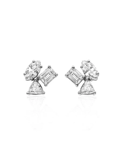 Kimberly Mcdonald 18k White Gold Irregular Diamond Cluster Earrings