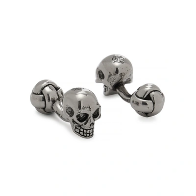 Alexander Mcqueen Crystal-embellished Skull Silver-tone Cufflinks