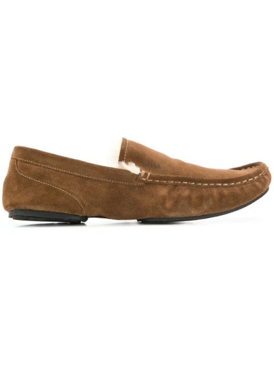 Hugo Boss Relax Mocc Brown Shearling Slippers