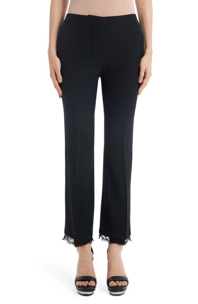 Alexander Mcqueen Cropped Lace-trimmed Trousers In Black