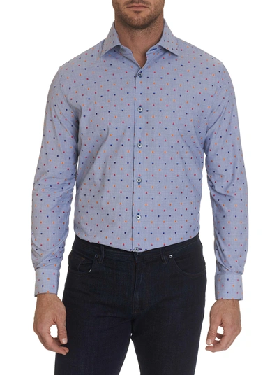 Robert Graham Prichard Rainbow Square Tailored Fit Dress Shirt In Blue