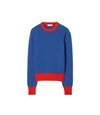 Tory Burch Color-blocked Cashmere Sweater In Nautical Blue/brilliant Red