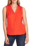 Vince Camuto Rumpled Satin V-neck Tank In Fiesta