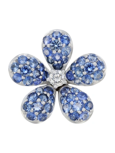Mio Harutaka Women's Flower 18k White Gold Diamond; Sapphire Single Earring In Not Applicable