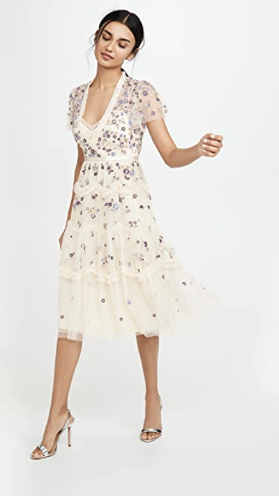 Needle & Thread Prarie Flora Dress In Champagne