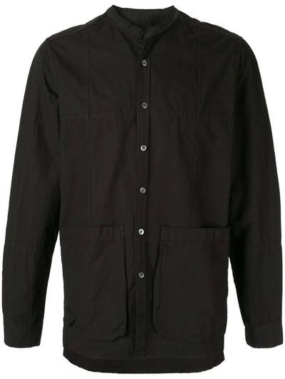The Viridi-anne Front Pocket Long Sleeve Shirt In Black