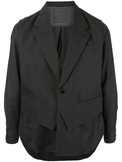 Fumito Ganryu Layered Waistcoat Shirt In Grey