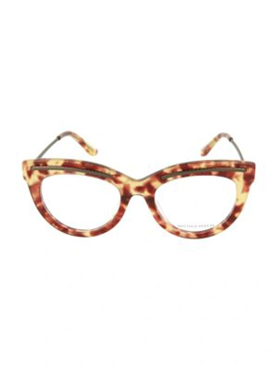 Bottega Veneta 49mm Cat Eye Novelty Optical Glasses In Yellow Brown