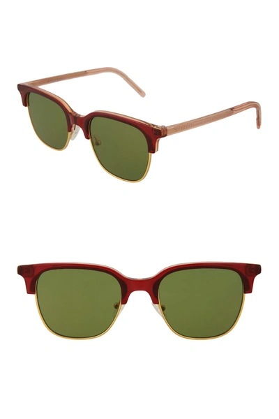 Tomas Maier 50mm Acetate Metal Frame Clubmaster Sunglasses In Burgundy Pink Green