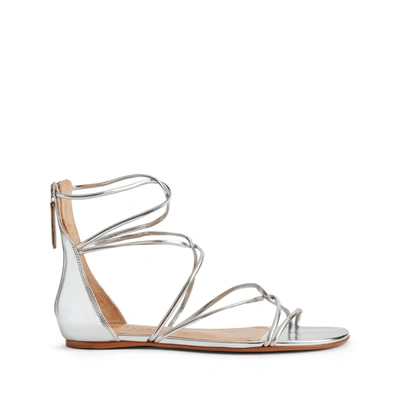 Schutz Fabia Flat Sandal In Prata Silver