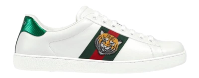 Pre-owned Gucci  Ace Tiger In White