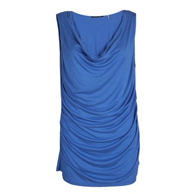 Pre-owned Elie Tahari Cobalt Blue Cowl Neck Sleeveless Top L