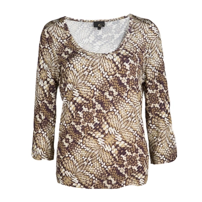 Pre-owned Just Cavalli Brown Animal Printed Knit Top L