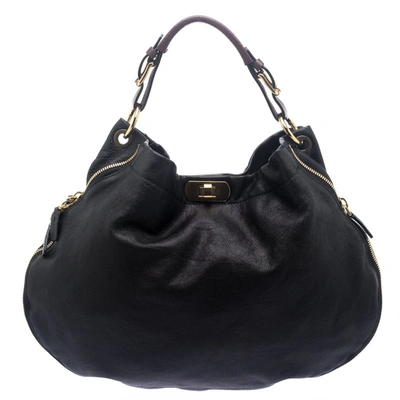 Pre-owned Marni Black Leather Expandable Hobo
