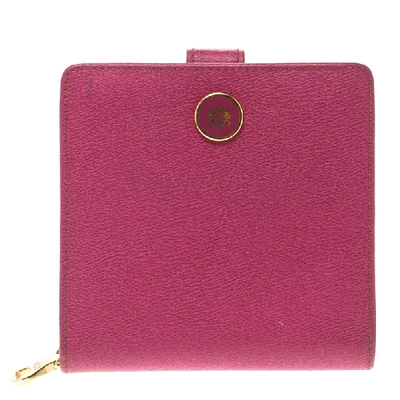 Pre-owned Loewe Pink Leather Compact Wallet