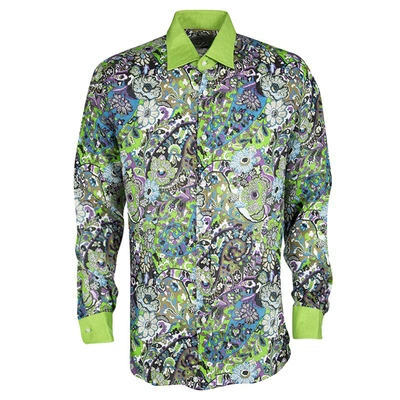 Pre-owned Etro Multicolor Printed Linen Long Sleeve Button Front Shirt L