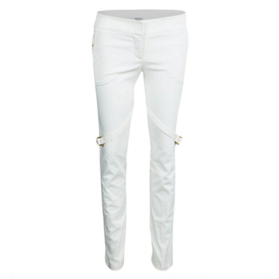 Pre-owned Emilio Pucci White Cotton Twill Criss Cross Eyelet Detail Tapered Pants M