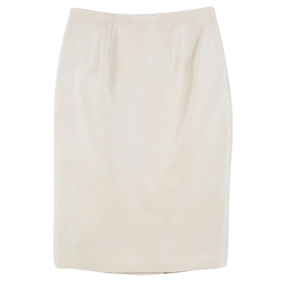 Pre-owned Valentino Beige Silk Pencil Skirt M