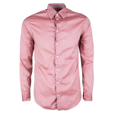 Pre-owned Armani Collezioni Pink Cotton Long Sleeve Button Front Shirt S