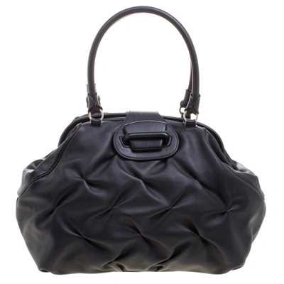 Pre-owned Smythson Symthson Black Leather Nancy Top Handle Bag