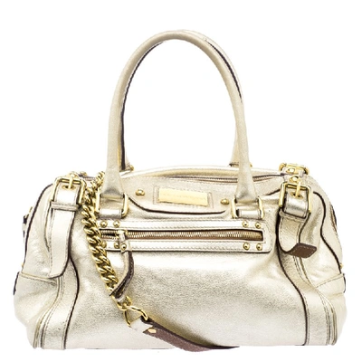 Pre-owned Dolce & Gabbana Gold Leather Miss Easy Way Boston Bag