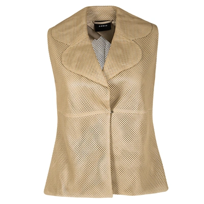 Pre-owned Akris Beige Perforated Lamb Leather Sleeveless Vest M