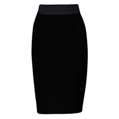 Pre-owned Dolce & Gabbana Black Wool Chunky Knit High Waist Skirt M