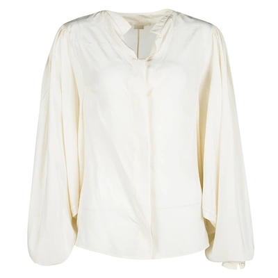 Pre-owned Antonio Berardi Cream Silk Bat Sleeve Detail Blouse M