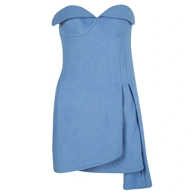 Pre-owned Ermanno Scervino Blue Angora Layered Strapless Dress M