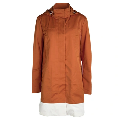 Pre-owned Joseph Orange Techno Taffeta Contrast Trim Hooded Zero Jacket M